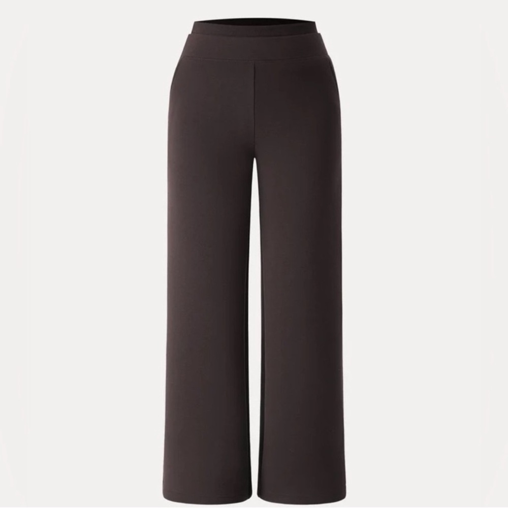 OGL FuzzLuxe Double Waistband Straight Leg Pants Brown XL